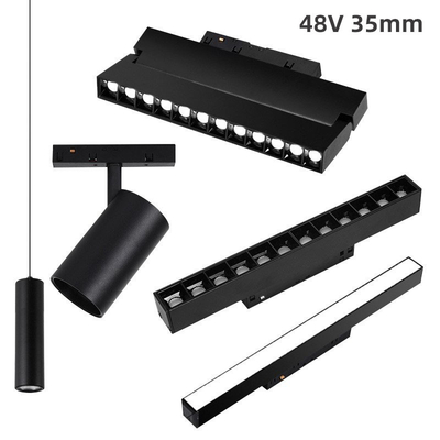 อะลูมิเนียม 48v 35 มม. ห้องนั่งเล่น Magnetic Track Lighting ซ้ายและขวา Mobile