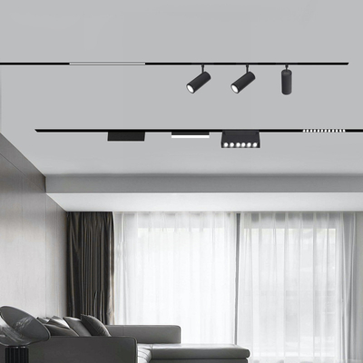 Smart Grille Light Floodlight Black 48V Magnetic Track Light สำหรับห้องนั่งเล่น