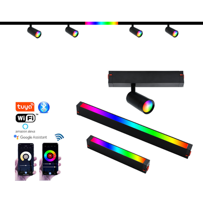 ไฟติดตามแม่เหล็ก LED 80LM / W สีลดแสงอัจฉริยะที่จับคู่สปอตไลท์ RGB น้ำท่วม