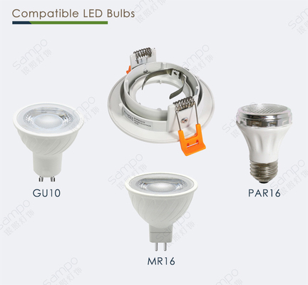 Mr16 G5.3 Gu10 โคมดาวน์ไลท์แบบฝังหลอดไฟตัวเรือนอะลูมิเนียมหล่อขึ้นรูป