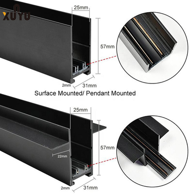 ไฟ LED แม่เหล็กแรงสูง 220 โวลต์ฝังตัวอลูมิเนียม 1m / 1.5m / 2m Track Rail