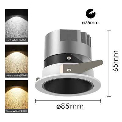 มุมของแสง 15° 24° 36° Led Spotlight Hotel Home Anti Glare Cob Downlight