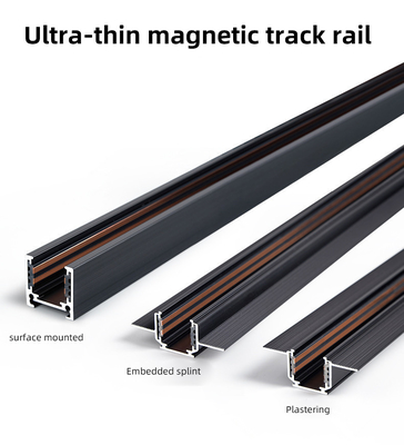 ไฟติดตามแม่เหล็กแบบบางพิเศษ 48V ติดตั้งบนพื้นผิวรางอลูมิเนียมแบบฝัง 1 ม. 2 ม. 3 ม