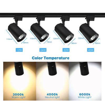 3000k 4000k Cob Track Spotlight สำหรับห้องนั่งเล่นในบ้าน 24W 32W 40W