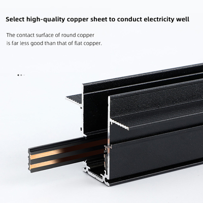 อลูมิเนียมสีดำฝังตัวรางรถไฟแม่เหล็กสปอตไลท์ 48V 20MM 1M 1.5M 2M