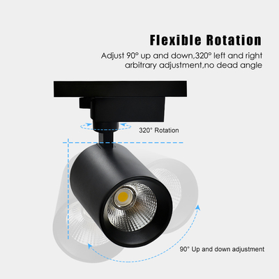 Anti Glare COB Track Light ร้านขายเสื้อผ้า 2 สายสปอตไลท์ LED แบบฝัง