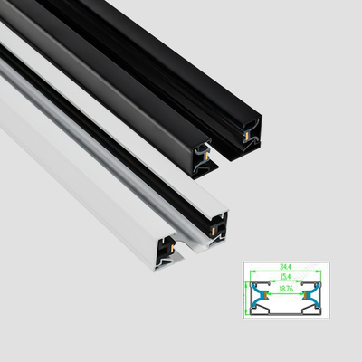 AC110-248V ระบบรางไฟสปอร์ตไลท์ทองแดงแบบแบน 2 สาย สีขาวดำ