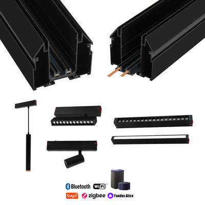 25 มม.ความตึงเครียดเพดานรางเชิงพาณิชย์สมาร์ท Wifi Linear Grille Light 220V 2 สาย
