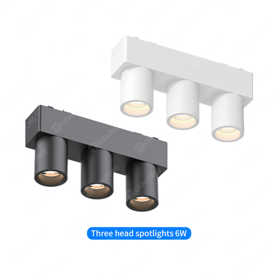 CRI90 แม็กเนติกสามหัว Track ไฟเพดานฟรี LED สีดํา สีขาว